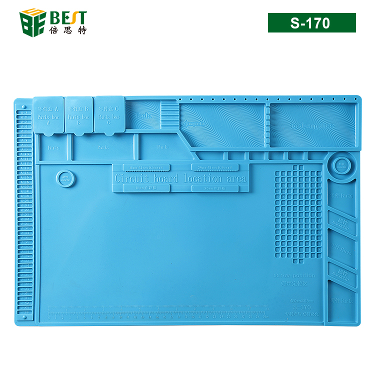 BST-S-170 耐高溫硅膠墊 工作臺墊 帶磁性收納區(qū) 螺絲記憶定位區(qū) 零件收納盒 手機(jī)主板卡槽 隔熱墊
